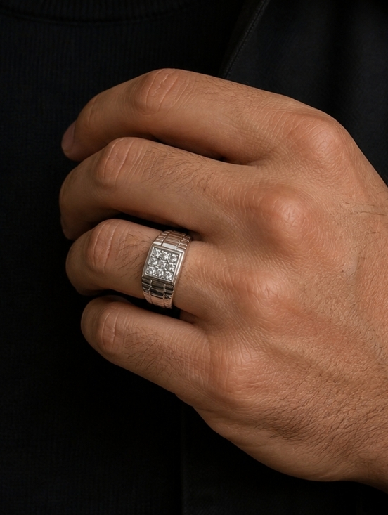 Other - Men's Silver Square CZ Ring